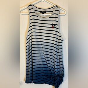 Chaps Navy and White Striped Sleeveless Top